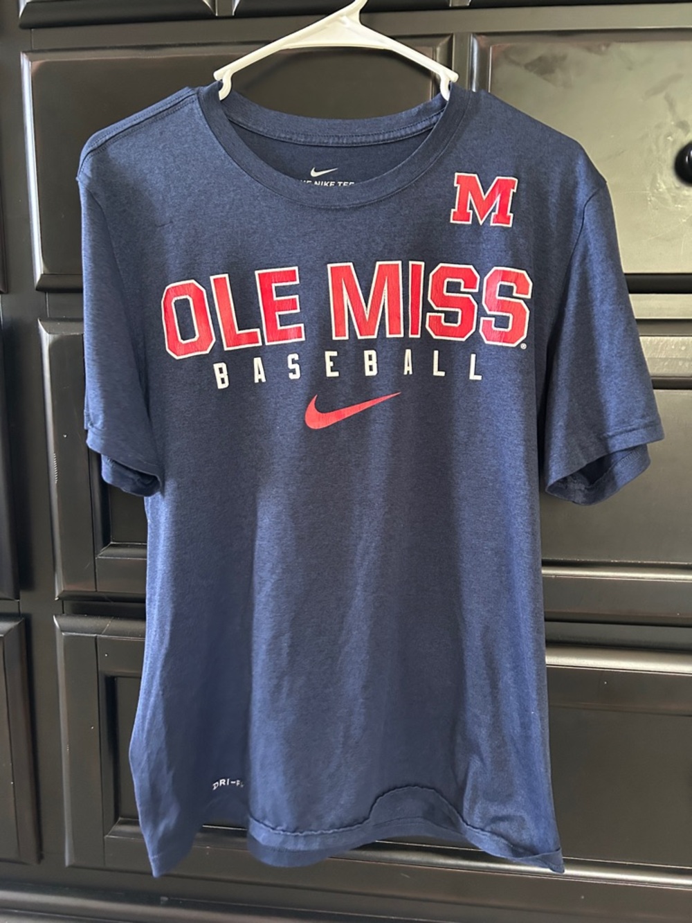 Nike Kids Navy Ole Miss Baseball T-Shirt with Red Lettering